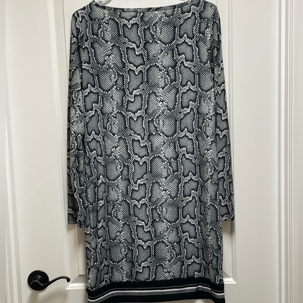 Michael Kors Sz Medium Black Gray Snake Skin Animal Print Long Sleeve Y2K Dress - Picture 5 of 8